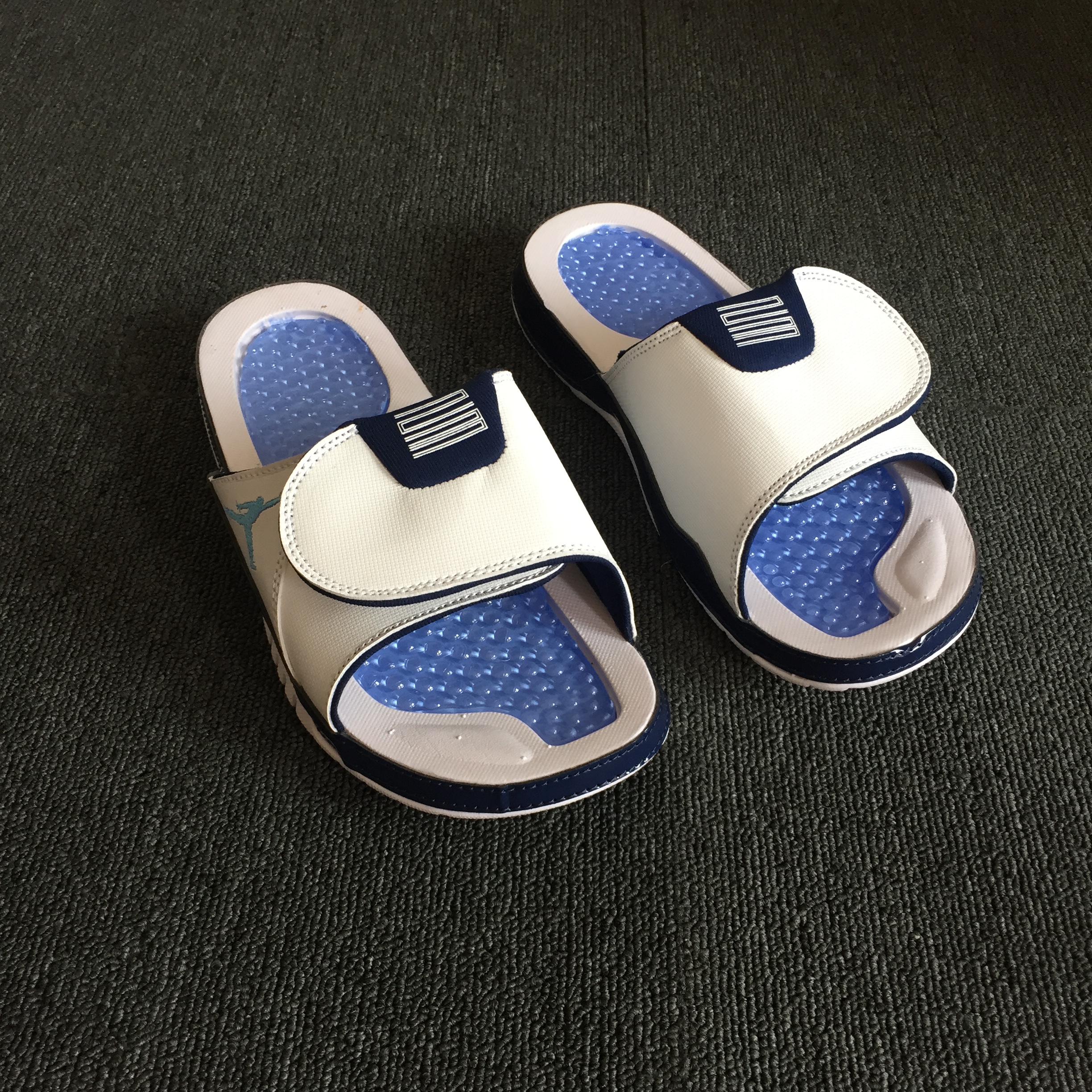 Air Jordan Hydro XI White Blue Black - Click Image to Close